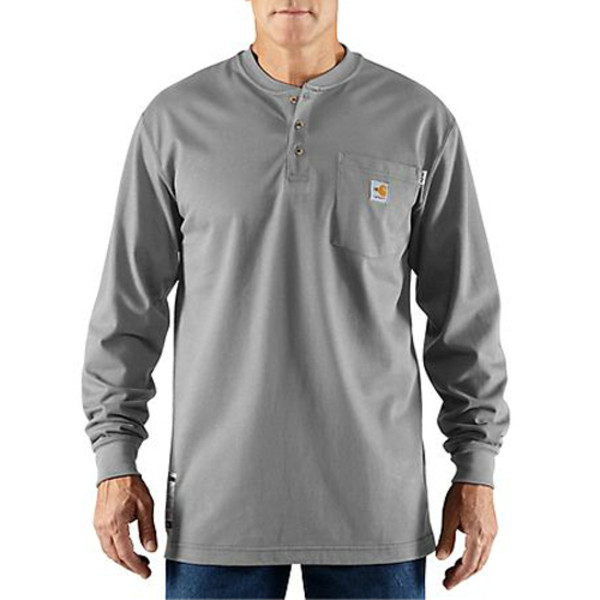 Carhartt Flame Resistant Cotton Long Sleeve Henley in Gray